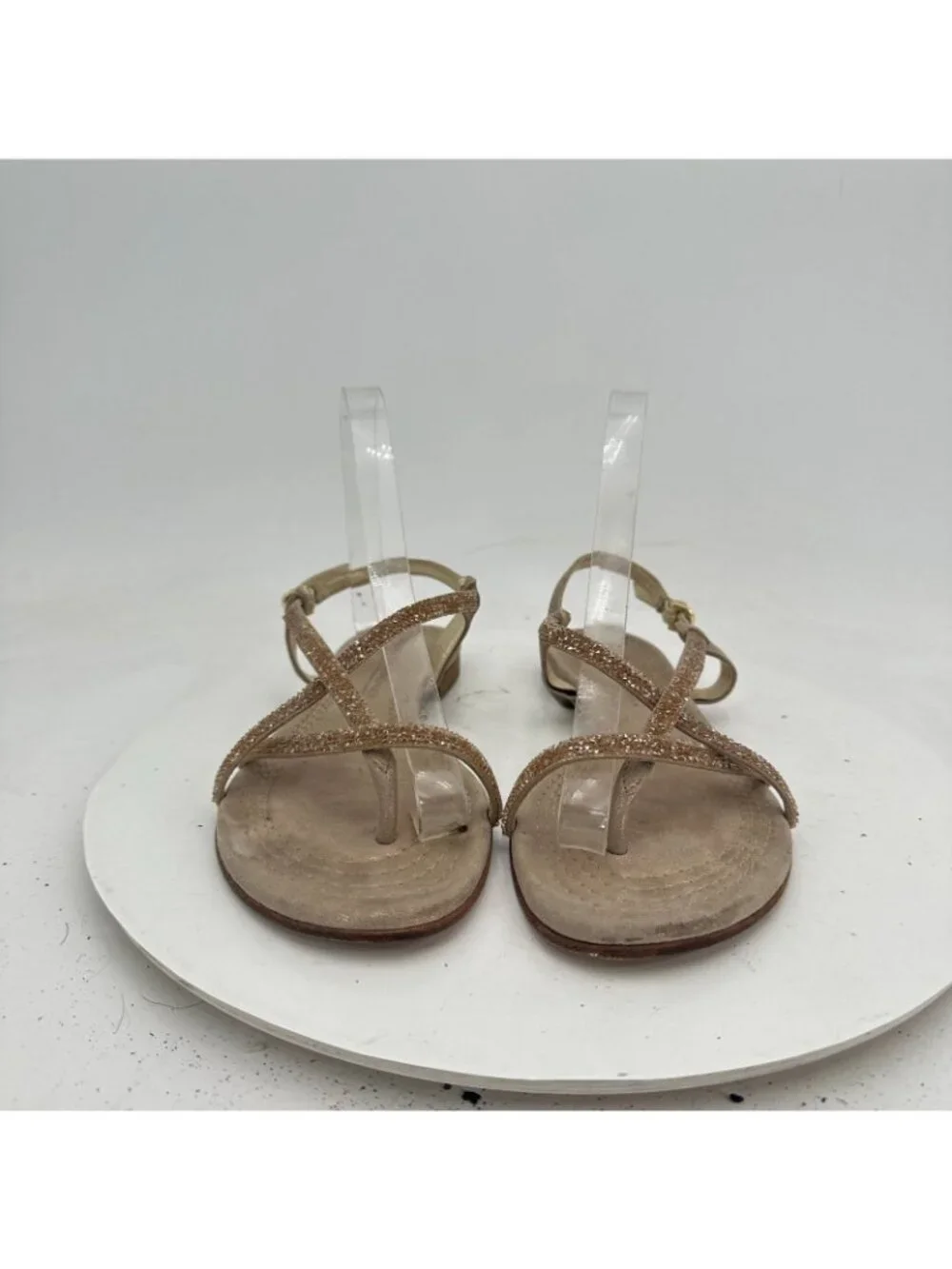 Kennel & Schmenger Womens Size 5 Gold Strappy Metallic Sling Back Flat Sandal
